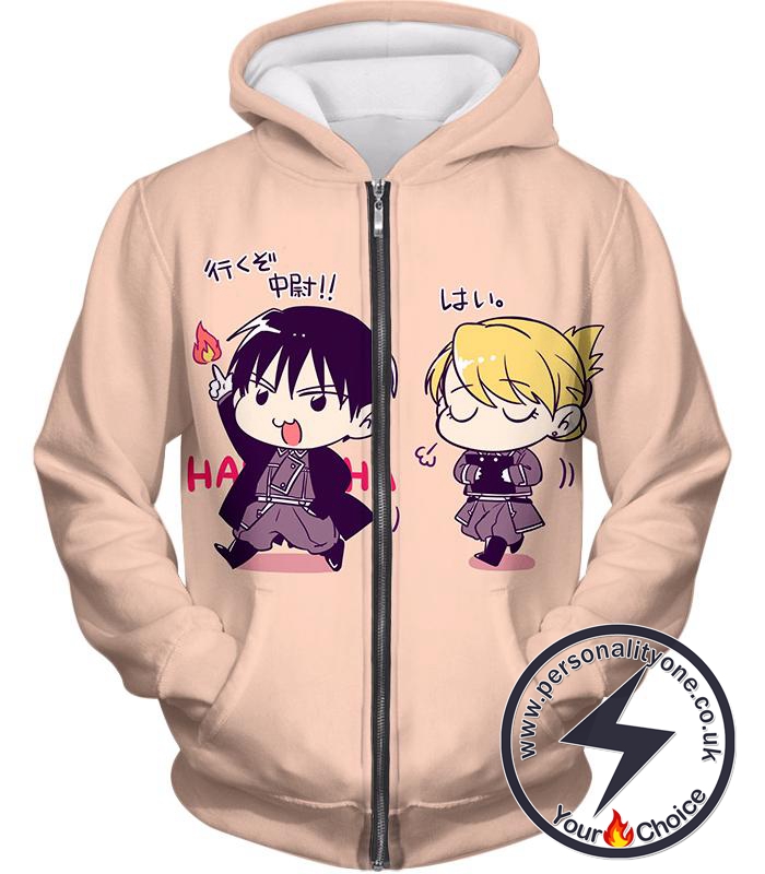 Fullmetal Alchemist Cute Fullmetal Alchemist Anime Illustrations Roy x Riza Amazing Promo Zip Up Hoodie